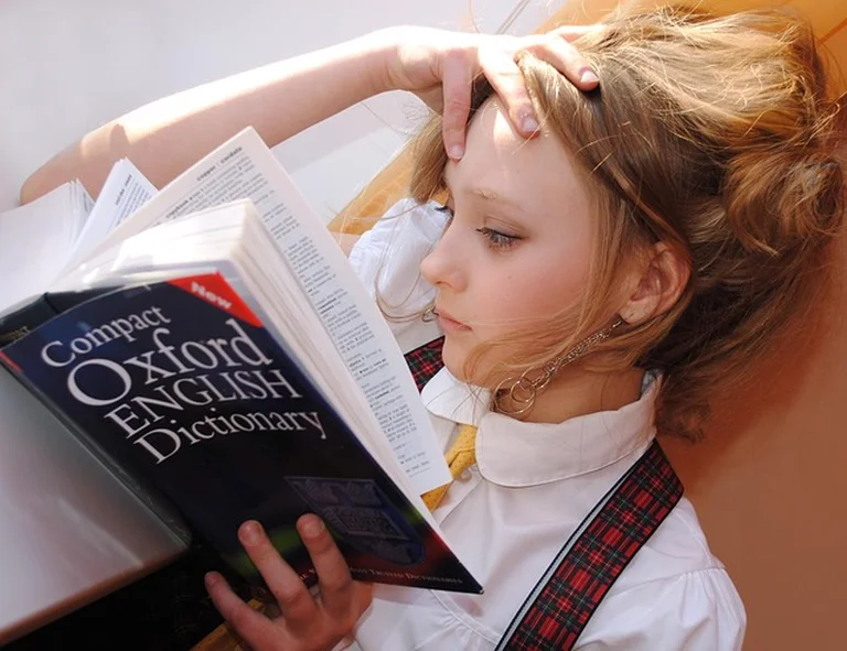 学びの机に広げられた本と言語学習
